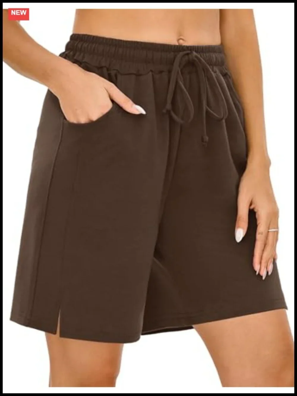 Womens Bermuda Shorts Athletic Loose Running Comfy Long Yoga Shorts with Pockets